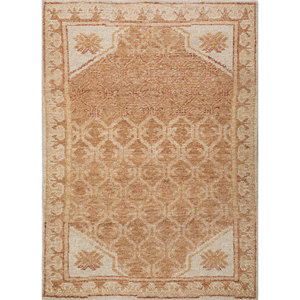 Alfombras de Lana Anudadas a Mano Erbe, Diseño Abstracto de Medallón Rojo y Naranja, Patrones Rectangulares para Entrada del Hogar, GS-2014, Tamaño 9x12, Hechas a Mano - Product Image 1