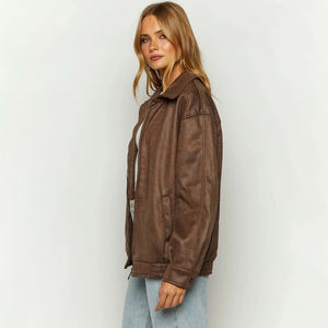 Nouvelle arrivée Vêtements de mode Veste en cuir surdimensionnée pour femmes Vêtements d'extérieur pour femmes personnalisés en gros Veste respirante pour femmes - Product Image 2