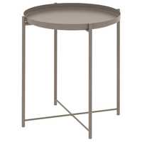 Table basse moderne nordique en fer, petite, portable et stable, avec plateau métallique, pour usage domestique général, jardin, salon ou chambre.