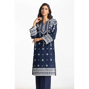 Pakistán estilo indio transpirable ligero damas 3 piezas Sami Salwar Kameez vestido bordado Formal Color sólido personalizado - Product Image 2