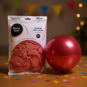 Palloncini in Lattice Party Love 30cm R12 Rosso Cromato 50pz Biodegradabili per Decorazioni Festa - Product Image 3