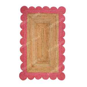 Alfombra de yute de cáñamo Natural 100% hecha a mano de fábrica de fabricante indio, alfombra tejida a mano con diseño trenzado, alfombrilla de puerta lavable escandinava - Product Image 4