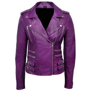 Chaqueta de Cuero Genuino al por Mayor para Mujer - Chaqueta de Motociclismo y Automovilismo de Cuero Genuino de Corte Ajustado - Product Image 6