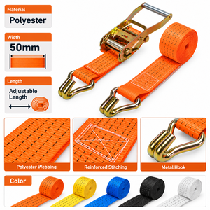 Sangle de cargaison à cliquet en polyester 50 mm 5000 kg, robuste pour le maintien des charges sur camions et remorques et le transport de marchandises lourdes, usine OEM - Product Image 4