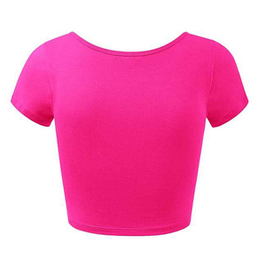 Camiseta corta informal para mujer Camiseta ajustada de algodón y poliéster de longitud corta con diseño impreso y logotipo para el verano - Product Image 5
