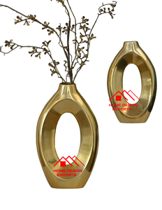 Vajilla de alta calidad Florero Uso de artículos de hotel Aluminio fundido Diseño personalizado Juego de 2 floreros abstractos de doble tono - Product Image 5