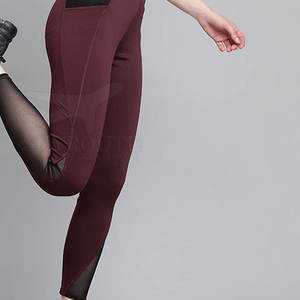 High Quality Women <b>Leggings</b> with Custom Logo Elastic Waist & Solid <b>Pattern</b> Spandex/Nylon Material Price - Product Image 4