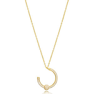 Geometric Design <b>Clear</b> Zircon Stone Shape Charm Pendant Turkish Handmade Wholesale 925 Sterling Silver - Product Image 1