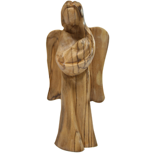 Decoración Navideña Clásica de Ángel Guardián, Artesanía de Madera de Olivo de Lujo Hecha a Mano y Sostenible para Cajas y Letreros de Pared - Product Image 1