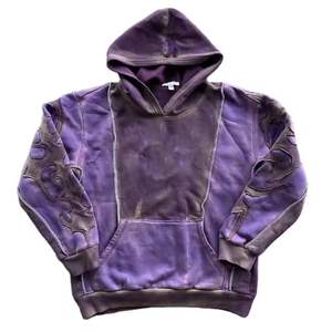 Sudadera con capucha con estampado de lavado ácido Vintage bordado personalizado para hombre y ropa de calle desgastada 100% algodón con logotipo en relieve - Product Image 1