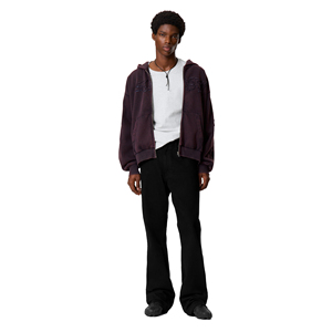 Sweat à capuche en molleton 100% coton, coupe classique, uni, teinture unie, avec logo imprimé DTG personnalisé en strass pour homme - Product Image 1
