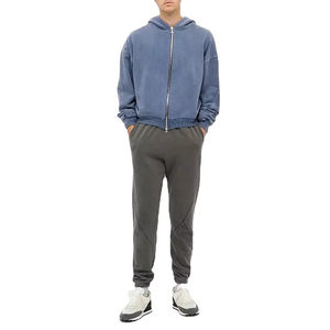 เสื้อมีฮู้ดแบบรูดซิปคู่แบบ500gsm กรดชุดเสื้อผ้าแบบโอเวอร์ไซส์วัสดุเฮฟวี่เวทแบบรูด - Product Image 4