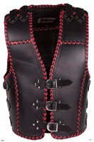 Gilet en cuir véritable personnalisé unisexe avec chaîne de soutiens-gorge gilet de motard d'hiver sans manches pour hommes et femmes