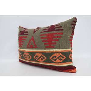 Almohada de refuerzo de lana naranja de estilo étnico, cojín de lujo lavable extraíble antideslizante ecológico de 16x24 pulgadas, hoja Floral Vintage - Product Image 4