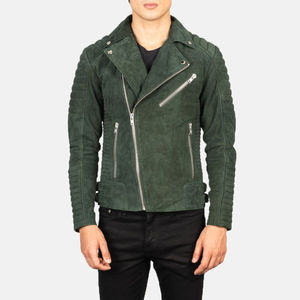 Veste en cuir pour homme Col rabattu avec boutons et fermeture éclair Décoration Couleur menthe Vestes de sécurité moto de haute qualité - Product Image 2