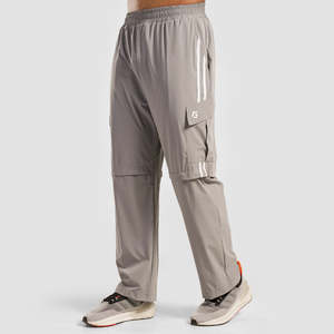 <b>Light</b> Grey Stride Stripe <b>Trousers</b> XL Size Baggy Woolen Fabric with Zippers Decoration Washed Colored Woven Style - Product Image 1