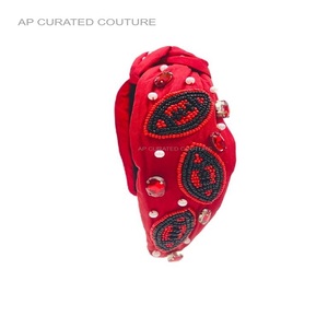 <b>Sports</b> Day Handcrafted Knotted Football Beaded <b>Headbands</b> for the <b>Sports</b> Team for fans Customize Designed <b>Headband</b> - Product Image 6