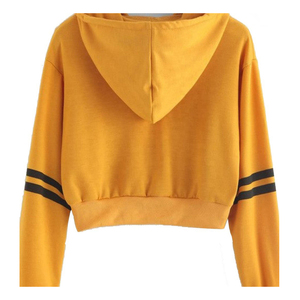 Sweat-shirt à capuche court pour femmes, mode décontractée, pull-over, sweat-shirt à manches longues, sweat-shirt à capuche avec logo personnalisé OEM, fournisseur en gros - Product Image 2