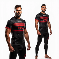 Rashguards personnalisés BJJ MMA sublimés, respirants, séchage rapide, antibactériens, anti-UV, durables, matière 220g, entraînement et compétition