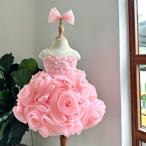 Vestido de Princesa de Tul con Cuentas y Pétalos de Rosa, Estilo Sirena, Largo hasta el Suelo, para Bebés, OEM ODM, Entrega Rápida, Vietnam - Product Image 4
