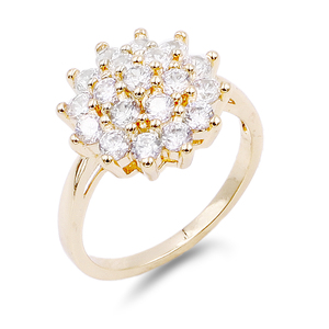 Misura 7 anelli di fidanzamento placcati in oro con zirconi cubici rodiati taglio pietra lunetta impostazione promessa occasione - Product Image 2