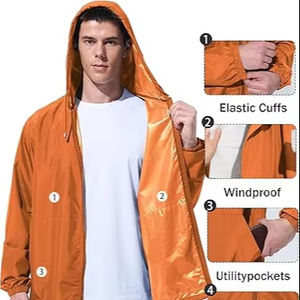 Chaqueta Cortavientos Larga de Diseñador para Hombre, Estilo Informal Vintage, Ligera, Impermeable y Cortavientos, con Cuello Alto - Product Image 6