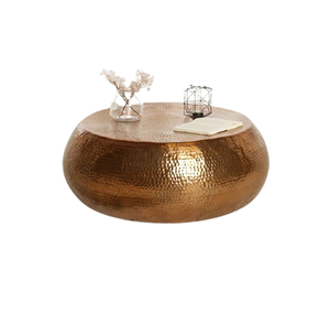 High Quality 2025 Aluminium Coffee Table Antique Design Rounded Hammered <b>Corner</b> Table Home Decorative Furniture - Product Image 3