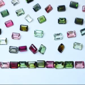 Venta al por mayor 6x8mm Turmalina natural Esmeralda Corte Piedra preciosa Multicolor Piedra semipreciosa pulida para la fabricación de joyas - Product Image 3