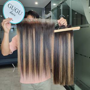 Producto más vendido cabello crudo liso de hueso de Vietnam un solo donante paquetes de 8 - 30 pulgadas con frontal HD 13x4 - Product Image 1