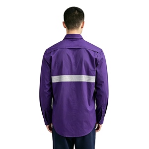 Chemise de sécurité réfléchissante pour hommes, haute visibilité, vêtements de travail, construction, industrie, travailleurs routiers, polyester respirant, extérieur - Product Image 2