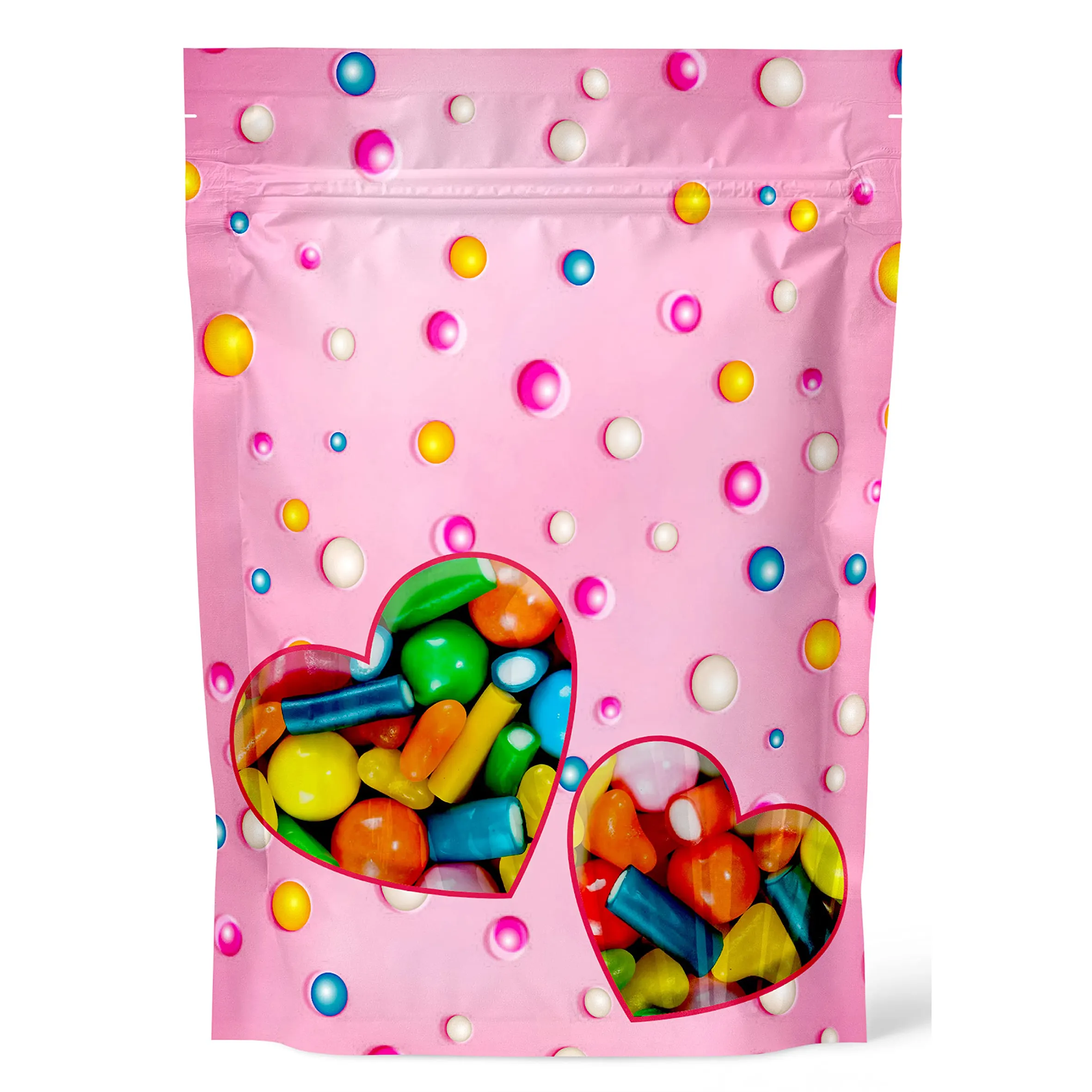 Wieder versch ließbare Polyester-Mylar-Taschen mit klarem Fenster Candy Food Storage Bag Kunststoff verpackung Stand Up Bag