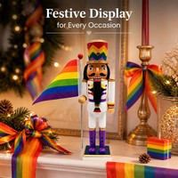 Figura de Cascanueces Arcoíris del Orgullo, Decoración Navideña de Madera, Bandera Artesanal, Venta al por Mayor, para Exhibición en Repisa y Puerta