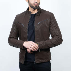 Chaqueta de Cuero con Textura de Moda para Hombre con Logotipo Frontal, Precios al por Mayor para Chaquetas de Mezclilla Juveniles, Chaqueta de Piloto, Bomber, Aviador - Product Image 6