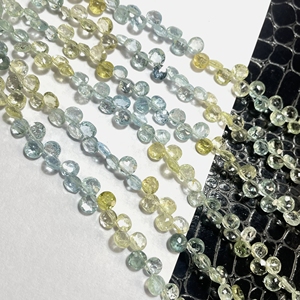 Cuentas Briolette con forma de moneda facetada de Aguamarina natural, piedras preciosas multicolores para joyería - Product Image 5