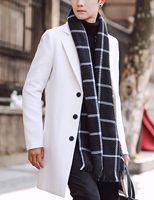 Abrigo de Piel de Zorro para Hombre, Otoño-Invierno, Cuello Redondo, Largo, Color Sólido, Cierre de Botón, Antiarrugas, Reversible, con Bolsillos Repujados