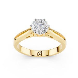 แหวนหมั้นเพชรทรงกลม 5.00 กะรัต ผลิตในห้องปฏิบัติการ ทอง 14KT แบบโซลิแตร์ สำหรับงานแต่งงาน - Product Image 4