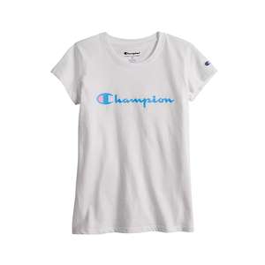 Camisetas Deportivas de Manga Corta con Logotipo Champion Heritage para Niñas, Color: Blanco, 100% Auténticas - Product Image 2