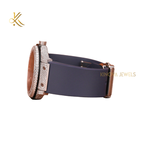 Montre-bracelet de luxe en acier inoxydable avec boucle à ardillon ronde et moissanite - Product Image 2