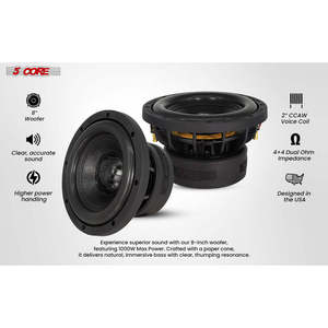 Subwoofer de 8 Pulgadas y 5 Núcleos, Doble Bobina de 4 Ohmios, 1000W, Altavoz de Audio de Repuesto para Automóvil, Subwoofer para Bajos Profundos - Product Image 2