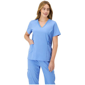 Camisas exfoliantes elásticas que absorben la humedad para mujer de alta calidad, paneles laterales acanalados, parte superior de lona, la mayoría de los uniformes de Hospital portátiles - Product Image 6