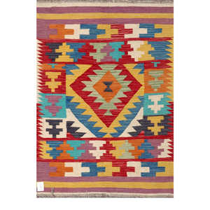 Alfombra Kilim de Maimana, Afganistán, 145 x 99 cm, Alfombras y Juegos de Alfombras - Product Image 1