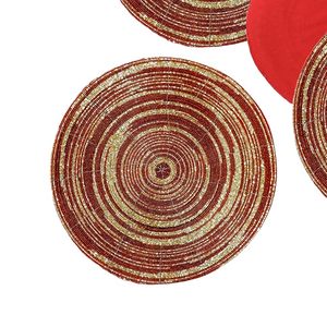 Meilleure vaisselle décorative en or rouge de qualité supérieure napperon de style glamour avec perles de verre pour les fêtes et autres fonctions - Product Image 5
