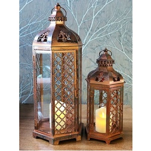 <b>Set</b> of 2 Antique Metal <b>Lantern</b> Home Indoor/Outdoor Camping Floor <b>Lantern</b> with Glass Christmas Home Decorative <b>Lantern</b> - Product Image 5