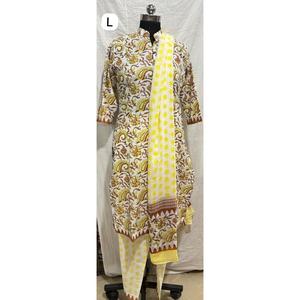 Conjunto de Traje de Algodón Tejido Transpirable Estampado para Mujer con Dupatta, Corte Regular, Ropa Tradicional Elegante - Product Image 1