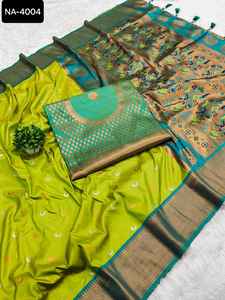 Latest Traditional Women's Silk Saree Collections for Wedding Festivals Paithani Border Attached Pallu Indian Pakistani Clothing - Product Image 6