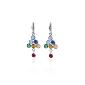 Boucles d'oreilles pendantes en pierres précieuses arc-en-ciel, bijoux en argent sterling 925 pour femmes et filles, pour mariage, fête, Hldi, Mehendi - Product Image 1