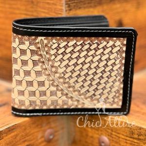 กระเป๋าสตางค์หนังแท้สำหรับผู้ชายแฟชั่นใหม่มีซิปยาวลายตะวันตกที่ใส่บัตรหนังแท้ - Product Image 1