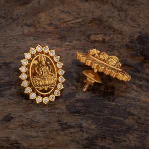 Silver Temple Trendy Vintage Stud Hoop <b>Earrings</b> 178082-Stainless Steel Brass Bezel Setting Pearl Inlay Religious <b>Hook</b> Pattern - Product Image 4