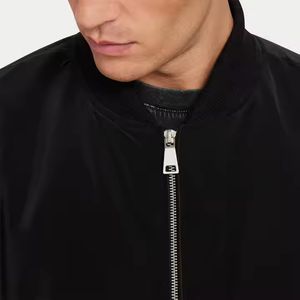 Fabricant OEM Vestes solides en nylon coupe-vent pour le printemps et l'automne Manteau athlétique noir à coupe ample avec fermeture éclair Blouson bombardier universitaire pour hommes - Product Image 5