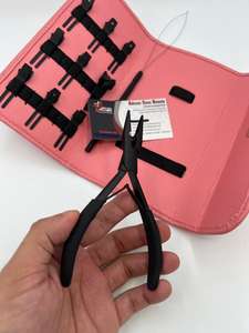 Kit de herramientas de alicates de extensión de cabello de acero inoxidable de grado quirúrgico con logotipo personalizado superventas al por mayor negro mate - Product Image 4